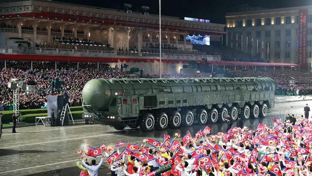 Kim Jong Un Unveils Latest Ballistic Missile at Pyongyang Military Spectacle