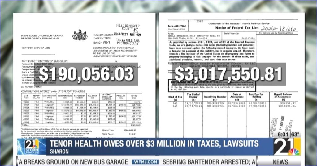 Tenor Health Faces $3 Million Tax Bill Amid Legal Troubles – WFMJ