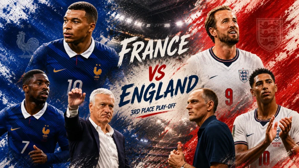 France Faces England in World Cup 3rd Place Face-Off: Bellingham and Kane Sit Out, Mbappe Takes the Field