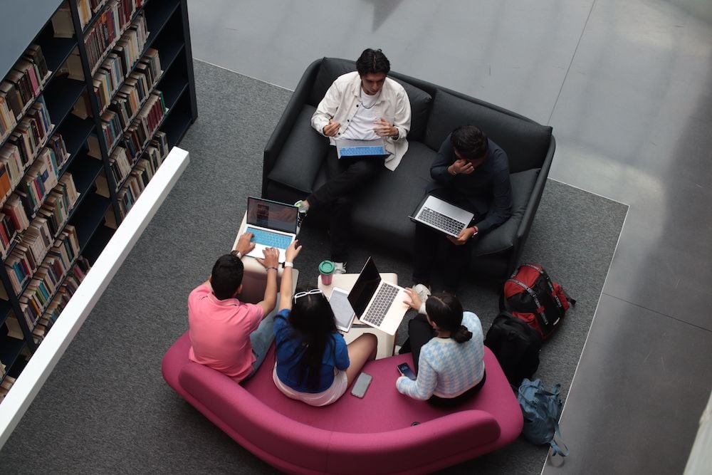 Students working online